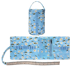 Светло-Голубой Чехол для крючка для вязания из полиэстера с узором «пчела», органайзер для рулонных сумок с мешком для хранения пряжи, принадлежности для вязания крючком и спицами, Небесно-голубой, 120x170 мм