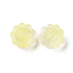 Yellow Transparent Spray Painted Glass Beads, Sunflower, Yellow, 15x10mm, Hole: 1.2mm
