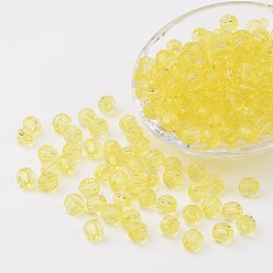 Yellow Transparent Acrylic Beads, Faceted, Round, Yellow, 8mm, Hole: 1.5mm, about 1800pcs/500g