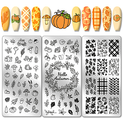 Лист Шаблоны для нейл-арта своими руками из нержавеющей стали, шаблонный инструмент, прямоугольные, лист, 12x6 см, 3 шт / комплект