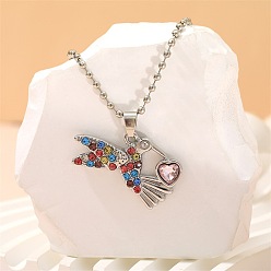 Птица Ожерелья из сплава с разноцветными стразами для детей, платина, птица, 19.69 дюйм (50 см)