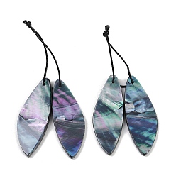 Horse Eye 2шт. подвески из натуральной черной ракушки для губ, лошадиный глаз , 38x14x3 мм, отверстие : 0.6 мм