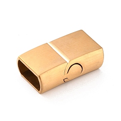 Plaqué 18K Or Véritable Rectangle 304 mat en acier inoxydable fermoirs de collier magnétique, avec extrémités à coller, réel 18 k plaqué or, 25x14x8mm, Trou: 6x11.5mm