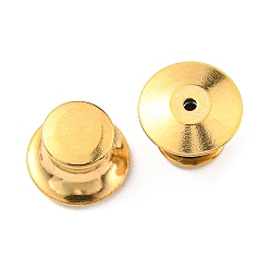 Настоящее золото 18K 303 из нержавеющей стали значок нагрудным назад бабочки муфтами, булавка для галстука, фурнитура для броши, колонка, реальный 18 k позолоченный, 7x10 мм, отверстие : 1.2 мм