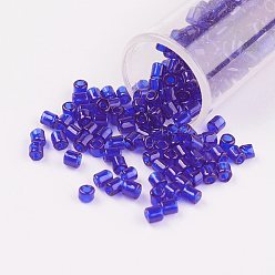 Indigo 11/0 Two Cut Round Hole Glass Seed Beads, Hexagon, Transparent Colours, Indigo, 2x2mm, Hole: 0.5mm, about 41000pcs/pound