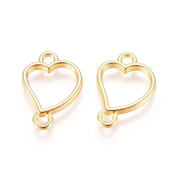Золотой Соединители звеньев сплава цинка, открытая задняя панель, для diy уф смолы, эпоксидная смола, Прессованные цветочные украшения, сердце, золотые, 16x11x1.5 мм, отверстие : 1.5 мм