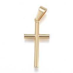 Golden 304 Stainless Steel Pendants, Cross, Golden, 34x17x3mm, Hole: 9x4mm