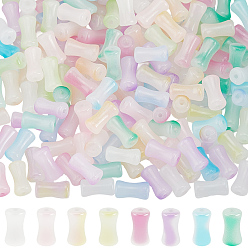 (52) Непрозрачная лаванда 200шт. стеклянные бусины, имитирующие нефрит с градиентным цветом, бамбук, разноцветные, 12x6 мм, отверстие : 1.2 мм