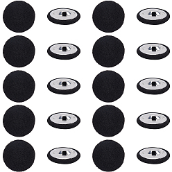Noir 20pcs fer à repasser avec boutons en tissu, 1-trou, plat rond, noir, 32.5x11mm, Trou: 4x4mm