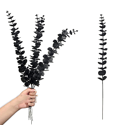 Черный Пластиковые искусственные листья эвкалипта, для вазы свадебный букет украшение дома, чёрные, 410x50 мм