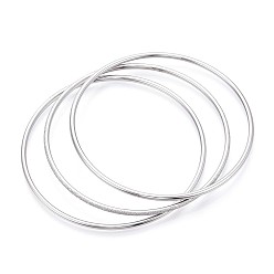 Нержавеющая Сталь Цвет 3шт. 304 набор простых браслетов из нержавеющей стали для женщин, кольцо, цвет нержавеющей стали, 0.2 см, внутренний диаметр: 2-3/8 дюйм (6 см)