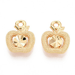 Яблоко Латунь прелести, долговечный, без никеля , реальный 18 k позолоченный, яблоко, 12x9.5x3 мм, отверстие : 1.4 мм