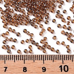 Dark Goldenrod 12/0 Grade A Round Glass Seed Beads, Transparent Colours Lustered, Dark Goldenrod, 12/0, 2x1.5mm, Hole: 0.3mm