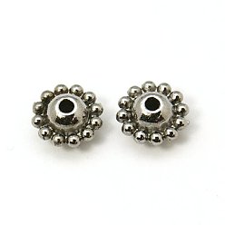 Черный Цвет Металла Разделители для бусин, тибетский стиль, без свинца и без кадмия, цветок, металлический черный , 9x5 мм, отверстие : 2 мм