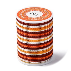 Разноцветный Сегментный окрашенный витой вощеный полиэфирный шнур, круглые, красочный, 1 мм, около 12.03 ярдов (11 м) / рулон