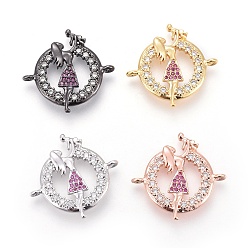 (52) Непрозрачная лаванда Тема дня матери, латунные микро проложить кубических ссылки циркония, мама и малыш, красочный, разноцветные, 22.5x23.5x3 мм, отверстие : 1 мм