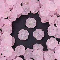 Pink Матовые прозрачные акриловые бусины, цветок, серебристого металла, обвитыми, с покрытием AB цвета, розовые, 19.5x20x7 мм, отверстие : 1.6 мм, Около 238 шт / 500 г