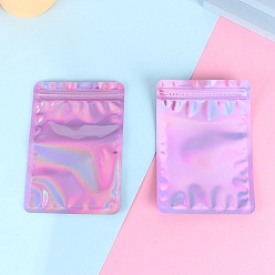 Бледно-Розовый Прямоугольные блестящие голографические пакеты для животных с застежкой-молнией, многоразовые упаковочные пакеты, мешок с самоуплотнением, розовый жемчуг, 13x8x0.007 см