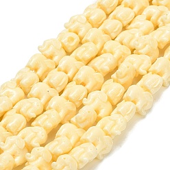 Лимонный шифон Резная бусина, окрашенная в синтетический коралл, слон, лимонный шифон, 9x12.5x7 мм, отверстие : 0.8 мм