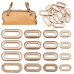 Light Gold 16 шт. 4 стиль цинковый сплав ввинчивающаяся люверсная фурнитура, для изготовления пакетов, овальные, золотой свет, 2.55~4.35x1.4~1.9x0.55~0.65 см, Внутренний диаметр: 1.6~3.15x0.55~0.95 cm, 4 шт / стиль