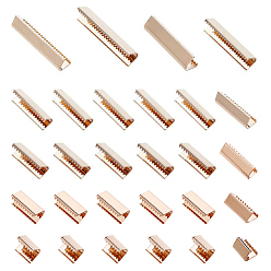 Light Gold 42шт. 6 размер латунная лента обжимные концы, прямоугольные, золотой свет, 10~35x6.5~10 мм