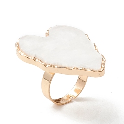 White Adjustable Resin Palette Rings, with Alloy Finger Ring, Nail Art Tool, for Acrylic UV Gel Polish Foundation Mixing, Heart, White, US Size 7 3/4(17.9mm), 4~5mm, Heart: 38x30mm
