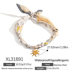 Солнце 304 ожерелья-шарфы с подвесками из нержавеющей стали, золотые, солнце, 26.38 дюйм (67 см), Кулон : 27.63 мм