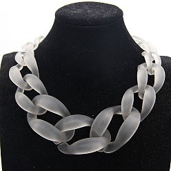 Светло-серый Женские ожерелья из матового акрила с массивной витой цепочкой, с металлическими застежками, золотые, светло-серый, 19.69 дюйм (50 см)