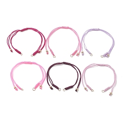 Pink 6шт 6 цвета плетеный нейлоновый шнур изготовление браслета, с латунными бусинами и 304 наконечниками из нержавеющей стали, золотые, розовые, 10.63 дюйм (27 см), 1 шт / цвет