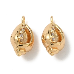Другие Подвески из латуни в морском стиле с микропаве из кубических цирконий, долговечный, реальный 18 k позолоченный, раковина, 14.5x8x6 мм, отверстие : 1.6 мм