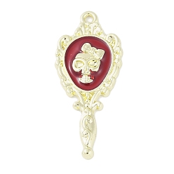 Золотой Подвески из эмали из сплава для Хэллоуина, без кадмия, без никеля и без свинца, зеркало с подвеской в виде черепа, золотые, 35.5x15x3 мм, отверстие : 1.6 мм