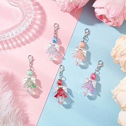 (52) Непрозрачная лаванда Цветочный ангел, подвески из акрила и стекла, украшения, Сплав с застежками когтя омара, разноцветные, 51 мм