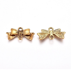 Antique Golden Tibetan Style Links connectors, Bowknot, Antique Golden, Lead Free and Nickel Free and Cadmium Free, 20x10x3mm, Hole: 2mm, about 1230pcs/1000g