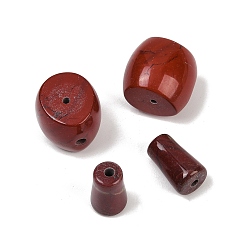 Красный Камень Натуральный красный яшма 3 отверстие гуру шарики, T-просверленные бусы, для буддийского ювелирное, бочка с конусом, ствола: 17.5x16x16 мм, отверстия : 1.4 mm и 2 мм, конуса: 15.5x9 мм, отверстие : 2 мм, 2 шт / комплект