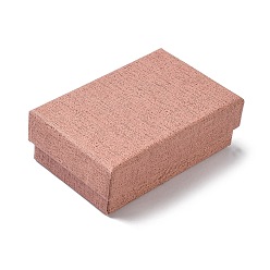 Светло-Коралловый Витрины для ювелирных изделий из бумаги, футляры для хранения колец, серег, ожерелий, браслетов, с губкой, прямоугольные, свет коралловый, 8.1x5.2x2.7 см