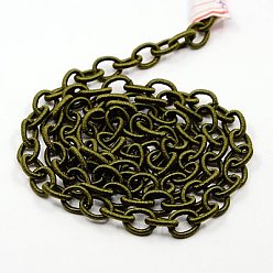 Olive Drab Handmade Nylon Cable Chains Loop, Oval, Olive Drab, 8~9x11~13x2mm, about 85cm/strand, 33.5 inch