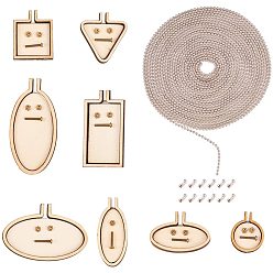 Peru Mini Ring Embroidery Wood Hoops, DIY Wooden Cross Stitch Hoop, Kit Frame Craft Tool Set, Iron Ball Chain Connectors and Iron Ball Chains, with Spool, Peru, 30~72x23~62x5.5~7mm, 10set