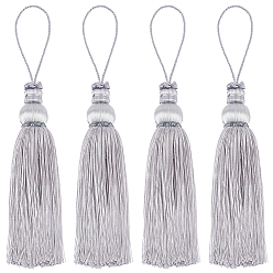 Серебро Полиэфирные украшения кисточкой подвесные, украшение для дома, серебряные, 253~259 мм