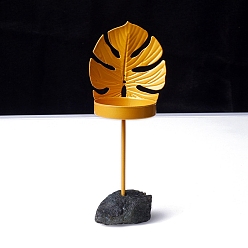 Лист Металлические подсвечники, с натуральным лабрадоритовым цоколем, лист, 170x70 мм