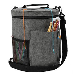 Gray Oxford Cloth Drum Yarn Storage Bags, for Portable Knitting & Crochet Organizer, Gray, 28x33cm