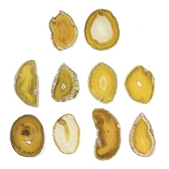 Желтый Самородки натурального агата, срезы, звенья, соединительные подвески, окрашенные, желтые, 50~110x27~75x5~10 мм, отверстие : 1.8~2 мм, Около 20~40 шт / 1000 г