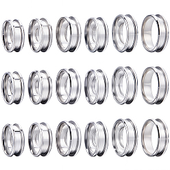 Нержавеющая Сталь Цвет 18шт 6 размер 304 настройки кольца для пальцев с канавкой из нержавеющей стали, кольцевой сердечник, для изготовления инкрустации, цвет нержавеющей стали, размер США 6 1/2~13 (16.9~22.2 мм), 3шт / размер