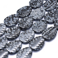 Snowflake Obsidian Natural Snowflake Obsidian Beads Strands, Leaf, 19~20x14.5~15x3.5~4mm, Hole: 0.8~1mm, about 20pcs/strand, 15.7 inch(40cm)