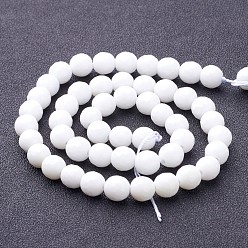 White Synthetic White Agate Beads Strands, Dyed & Heated, Faceted, Round, White, 8mm, Hole: 1mm, about 49pcs/strand, 15 inch