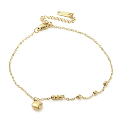 Настоящее золото 18K Ионное покрытие (IP) 304 браслеты из нержавеющей стали, браслеты с подвесками в форме сердца для женщин, реальный 18 k позолоченный, 8-3/8 дюйм (21.2 см)