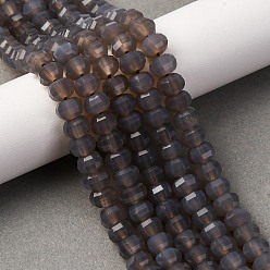 Серый агат Серые натуральные бусины из агата , окрашенная и подогревом, граненые, тыква, 8x5 мм, отверстие : 1 мм, около 70~72 шт / нитка, 14.17''~15.16'' (36~38.5 см)