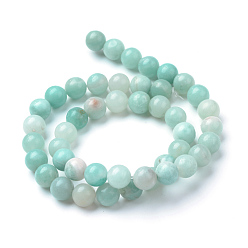 Amazonite Natural Amazonite Beads Strands, Round, 4~4.5mm, Hole: 1mm, about 83~93pcs/strand, 14.5~15.3 inch