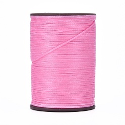 Pink Плоская вощеная нить, микро шнур макраме, для шитья кожи, розовые, 0.8 мм, около 109.36 ярдов (100 м) / рулон