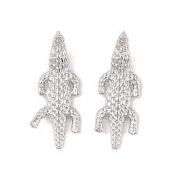 Платинированный Латунные подвески, без кадмия, без никеля и без свинца, крокодил, Реальная платина, 26x9.5x7 мм, отверстие : 7x1 мм