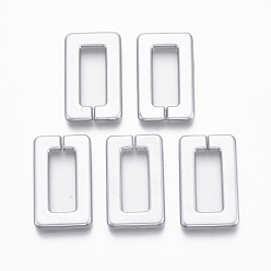 Silver Spray Painted CCB Plastic Linking Rings, Quick Link Connectors, For Jewelry Cross Chains Making, Rectangle, Silver, 30x18x3mm, Inner Diameter: 7.5x19.5mm